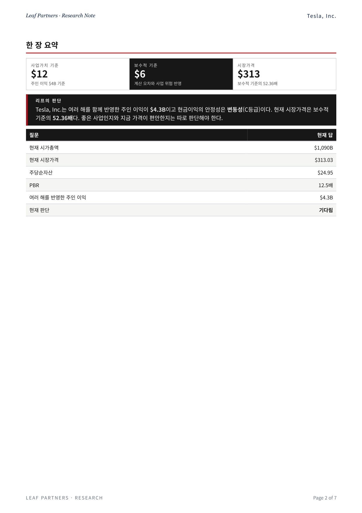 Tesla, Inc. 리포트 2페이지